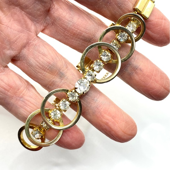 SARAH COVENTRY SAC Gold & Rhinestone Vintage Bracelet - Picture 3 of 10